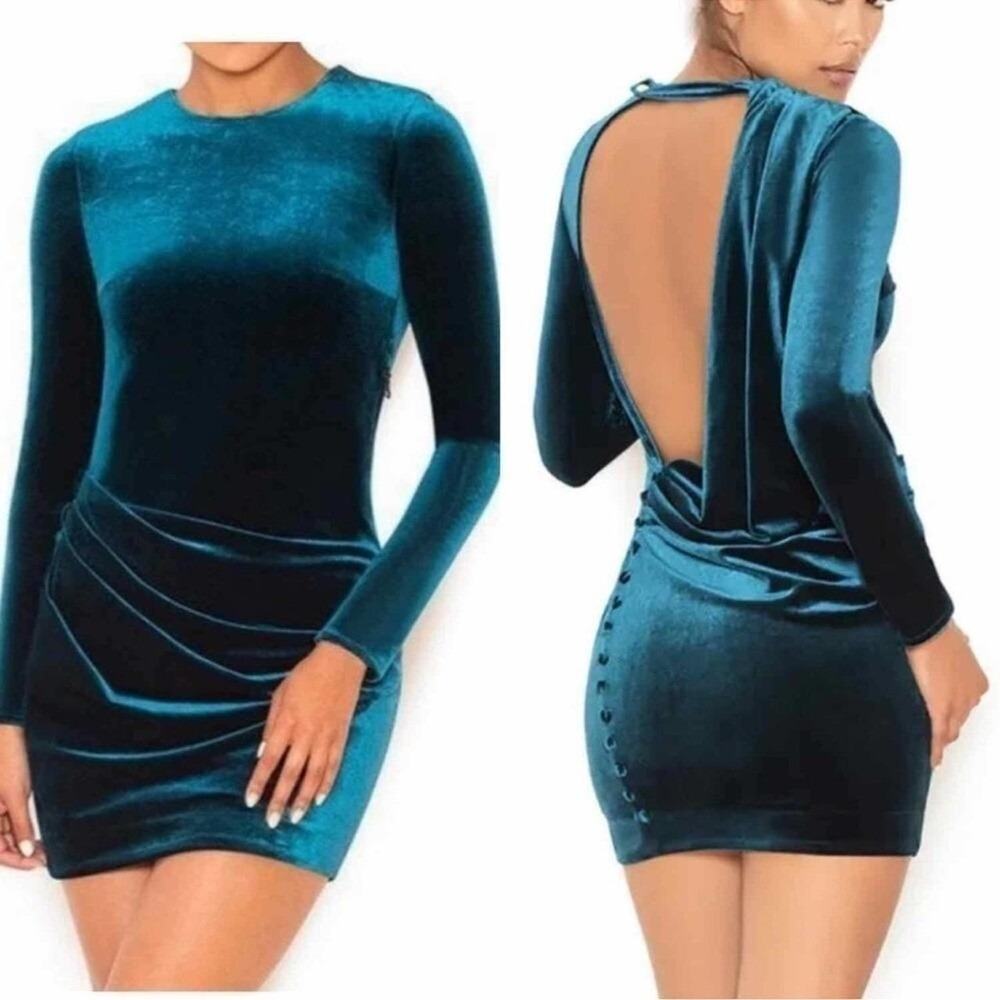 NWT House of CB Maroush Velvet Backless Bodycon Dress, L